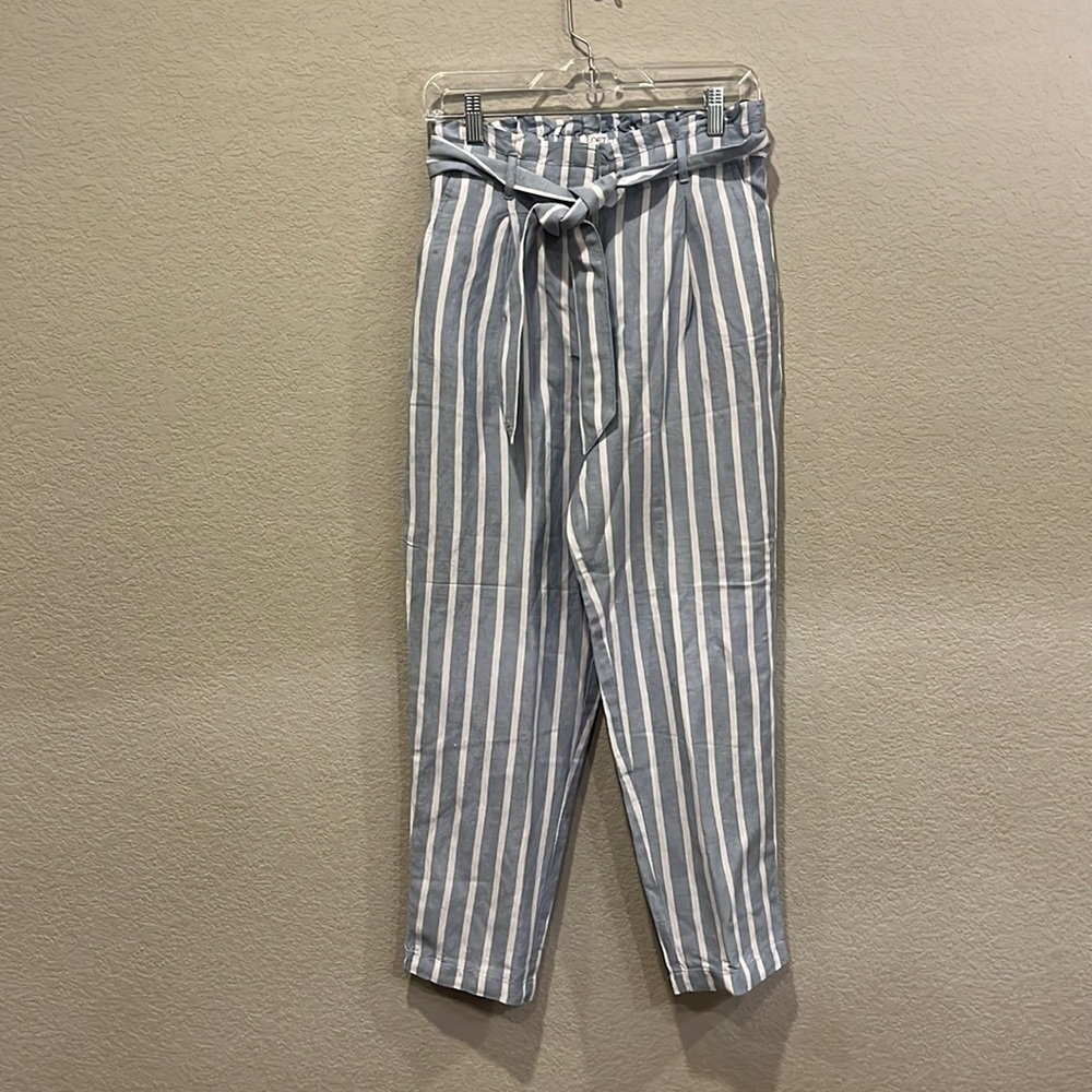 Loft. XS. Nwt. Linen belt tie blue/white stripe.